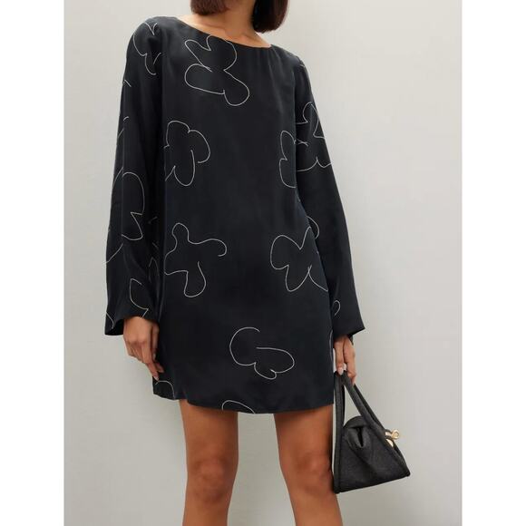 Madewell Dress Womens X Small Black Floral Shift Mini Cotton - Picture 1 of 11